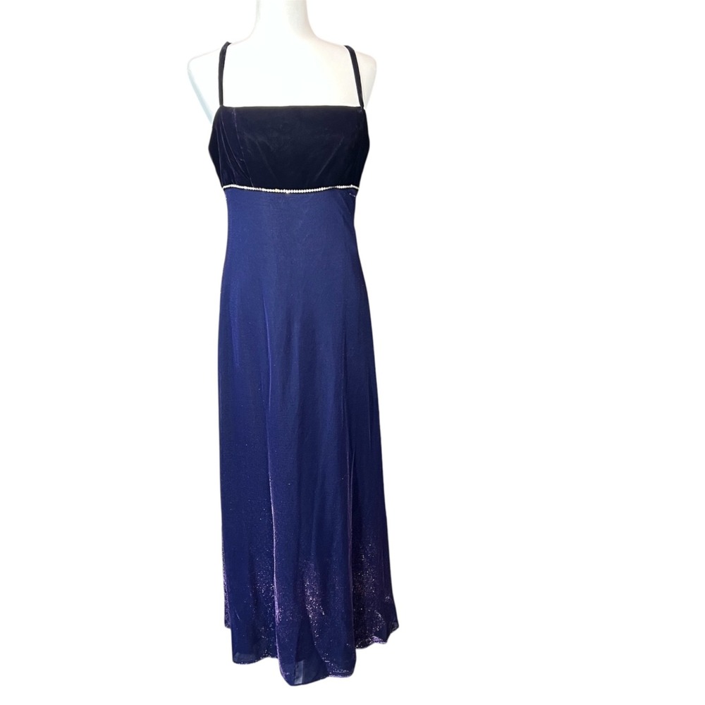 Vintage Prom Evening Dress Size: 13/14 Purple/Black Indie Fairycore Y2K Glitter